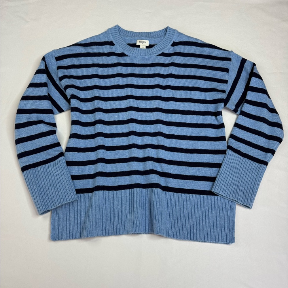 J. Crew Classic Crewneck Striped Crewneck Cotton Oversized Fit Sweater